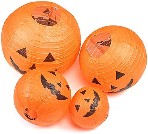 Kesoto Halloween Jack-O-Lantern Paper Lanterns Halloween Pumpkin Hanging Paper Lantern for Home Outdoor Decoration, Multi-Sized, Pack of 10