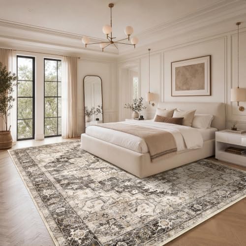 Garvee 8x10 Living Room Rug Soft Vintage Boho Brown Grey Washable Area Rug