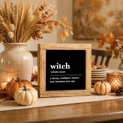 Halloween Wooden Sign, Witch Definition Quote Tabletop Decor
