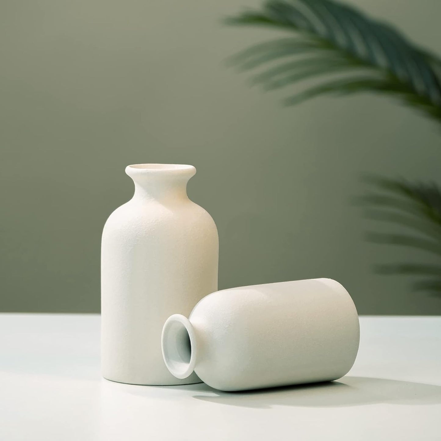 Ceramic vases Home Decor Small vase Set Boho vase Modern Farmhouse Decor / White / Set of 2
