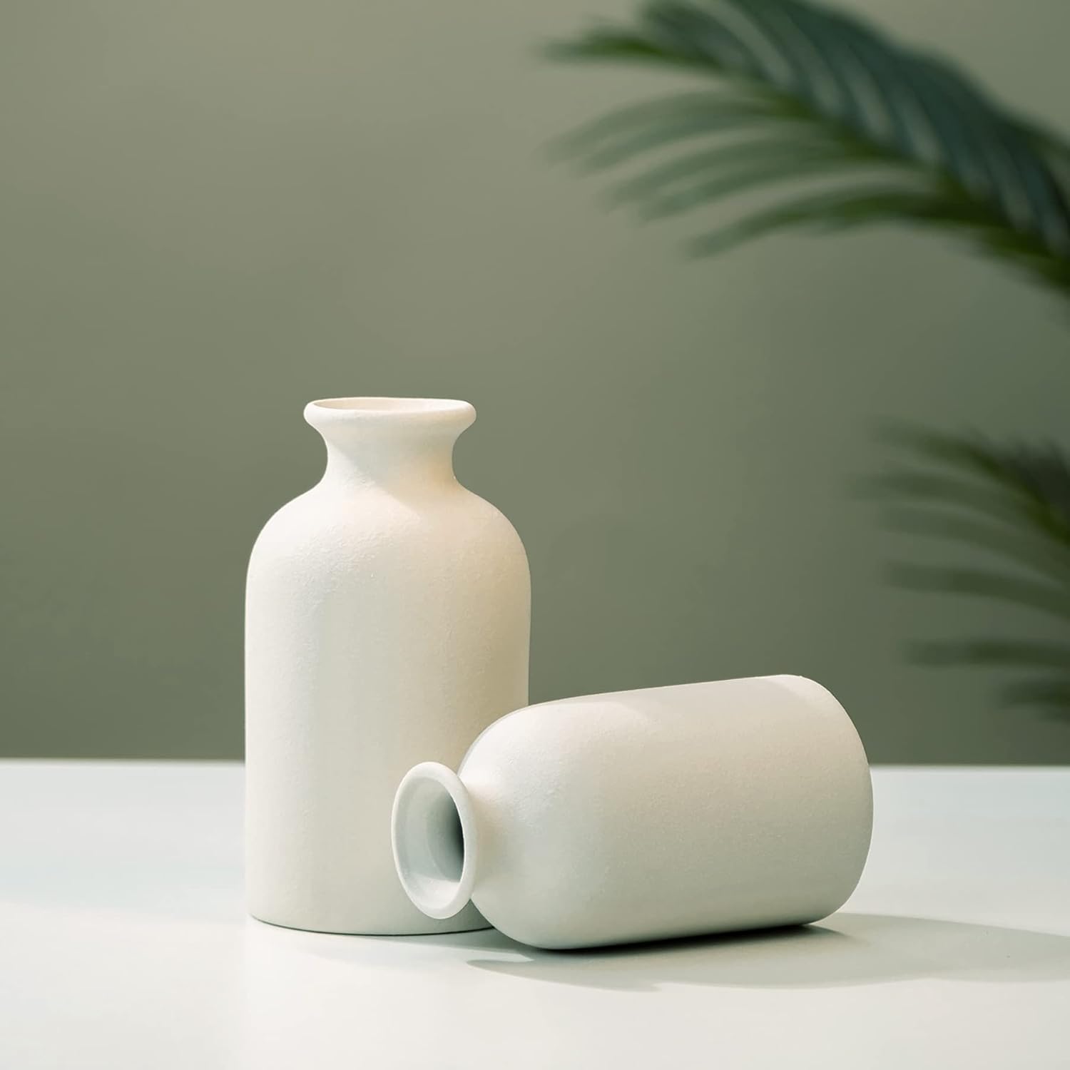 Ceramic vases Home Decor Small vase Set Boho vase Modern Farmhouse Decor / White / Set of 2