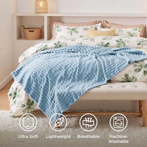 Bedsure Soft Twin XL Blanket for Bed Dorm Light Blue 66"x90"