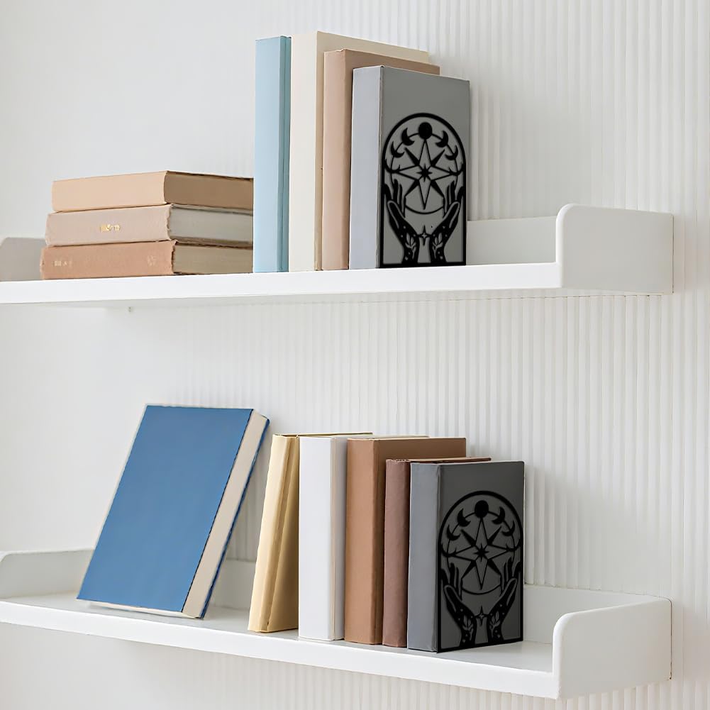 1 Pair Metal Decorative Bookend / Moon Phase Hand