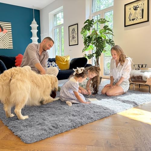 OLANLY 3x6 Machine Washable Runner Rugs for Hallway, Soft Fluffy Shaggy Bedside Rugs for Bedroom, Living Room, Indoor