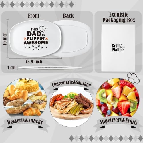 R HORSE Father Grill Platter Gift Dad BBQ Serving Tray Plate Dishes White Oval Serving Dishes Grandpa Daddy Christmas New Year Birthday Gift for Salads Desserts Charcuterie Outdoor Indoor Cooking