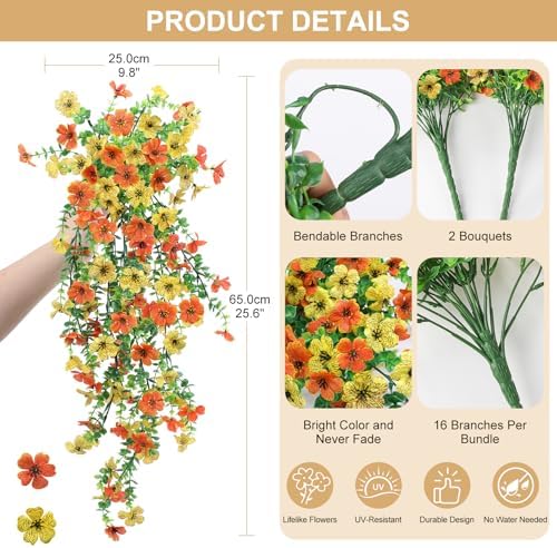 Hommyea Artificial Fake Fall Flowers Plants for Outdoors Mums Home Decor