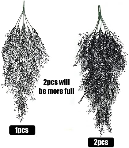 RECUTMS 4Pcs Artificial Hanging Wisteria Plants 31.5In Plastic Black White
