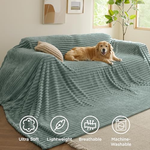 Bedsure Soft Large Fleece Blanket for Bed Sage Green 120"x120"