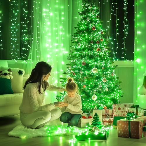 JMEXSUSS 132ft 400 LED Green Halloween Lights Indoor Outdoor Plug in 8Modes