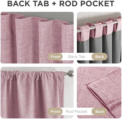 Joydeco Blackout Curtains for Bedroom - 72 Inch Long 100% Light Blocking 2 Panels Set Pink Drapes, Thermal Insulated