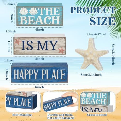 Moucuny 4 Pcs Summer Beach Table Decoration, Starfish Tiered Tray Decor