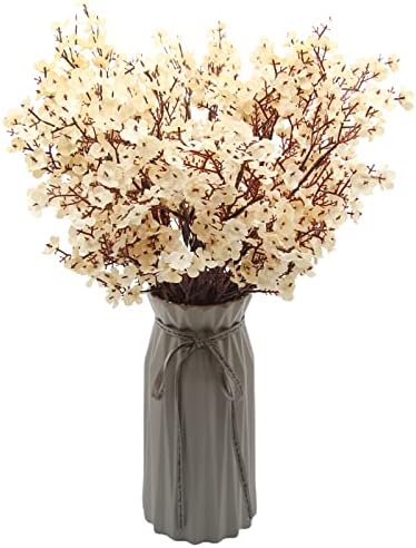 Hananona 10 Pcs Babys Breath Artificial Flowers Real Touch Fake White Flowers Silk Flowers for Spring Wedding Decor Indoor Floral Arrangement Table Centerpieces Home Decor (White, 10)