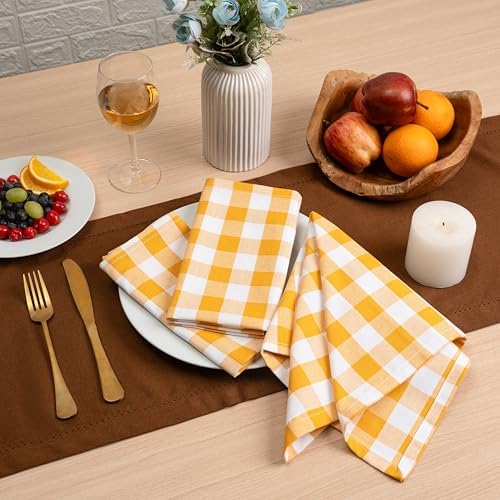 Blue Needles Gingham Buffalo Plaid Cotton Dinner Napkins Set of 12-18"x18"
