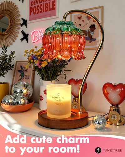 Funistree Flower Candle Warmer Lamp with Timer, Dimmable Candle Lamp Warmer, Christmas Birthday Gifts for Women Mom