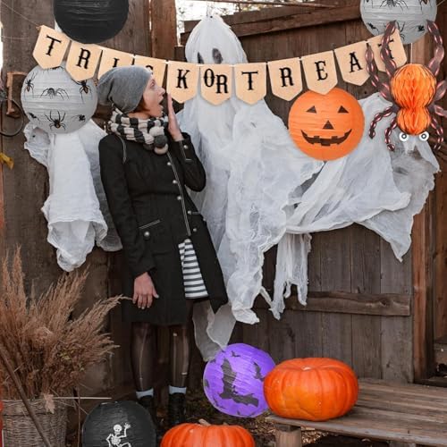Mudra Crafts Spider Bat Skeleton Pumpkin Paper Lantern Halloween Decoration