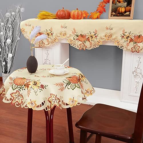 Simhomsen Embroidered Pumpkins Mantel Shelf Top Scarf Runner for Thanksgiving (86 × 17 inches)
