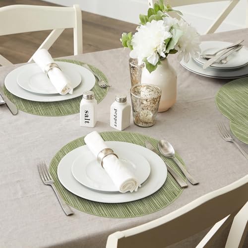 Niviy Round Placemats, Placemats Set of 4 Washable Place Mats, Green 15"