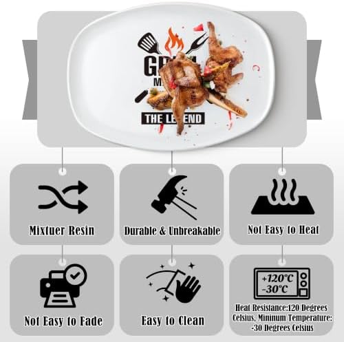 R HORSE Melamine Grill Platter Gift, BBQ White Oval Serving Tray Plate