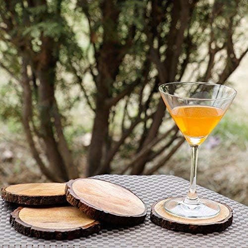 Mango Wood Coasters for Drinks / Natural / Set of 4