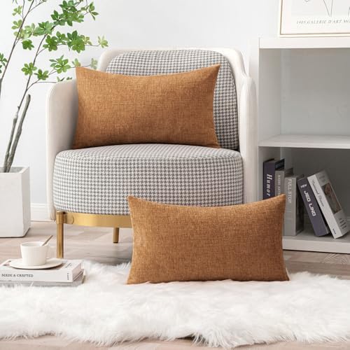 MIULEE Soft Chenille Throw Pillow Covers Brown 20x20 Inch Pack of 2