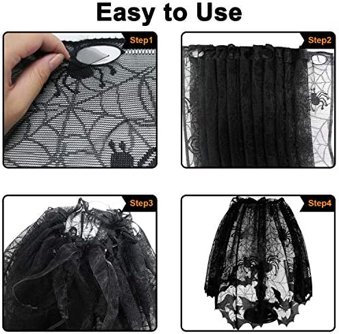 5Pcs Halloween Lamp Shade Cover Halloween Decorations Indoor, Black Spider web Lampshades Cover Topper Scarf for Festive Home Haunted House Mantle Decor, Large 20 X 60 Inch Spiderweb Lamp Shade Cover