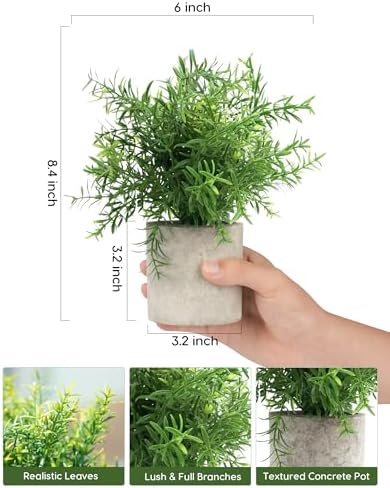 Velener 2Pcs Artificial Potted Rosemary Plants- Rustic Farmhouse Fake Shrubs for Decoration Centerpieces Living Room