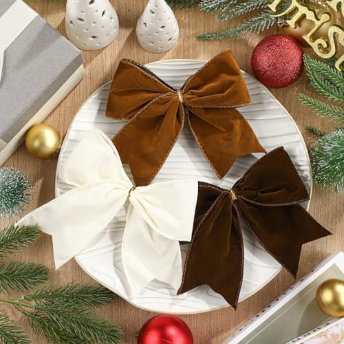 Janinka 12 Pcs 6 Inch Christmas Velvet Bows Decor for Wreath Assorted