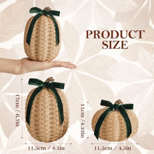 DN DECONATION Fall Pumpkin Decor, Fake Rattan Pumpkin Decorations for Home