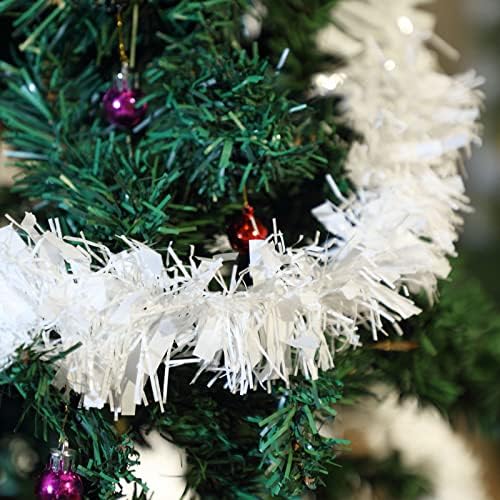 Shappy 90 ft 6 Rolls Christmas Tinsel Garland for Tree, White