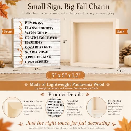 Fall Word Art Sign Pumpkins Flannel Shirts Apple Picking Wood Sign Decor