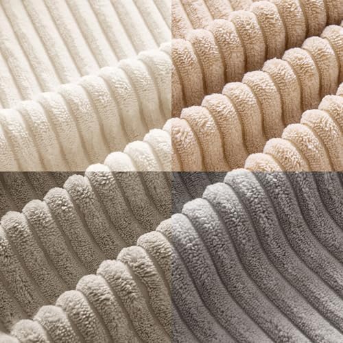 MIULEE Soft Corduroy Decorative Throw Pillow Covers Neutral Cream 18x18