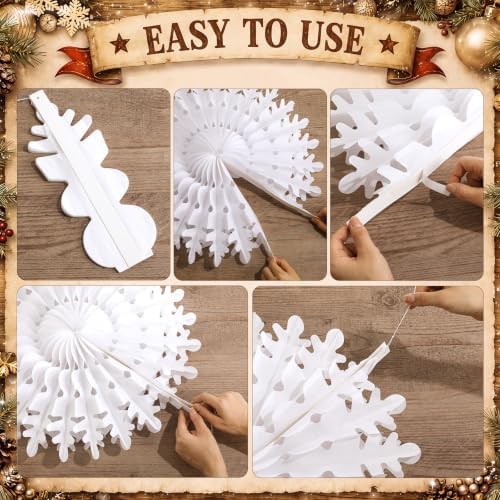 AmazingSpark 32 Pcs 20" Winter White Paper Snowflake Decoration