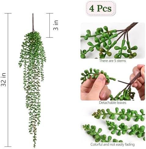 Waipfaru 4Pcs Artificial Hanging Plants for Outdoors, Fake Vines Greenery