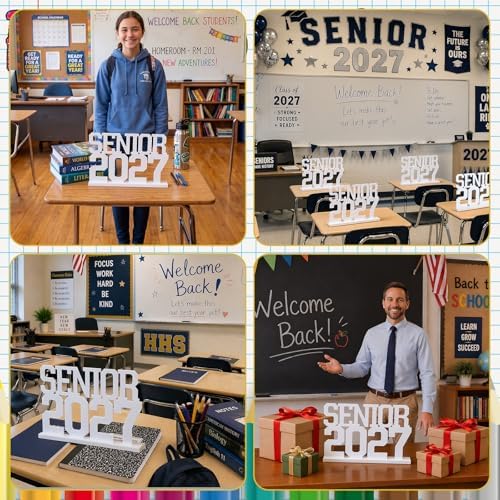 Cinnvoice Senior 2027 Sign Metal Class of 2027 Table Decorations