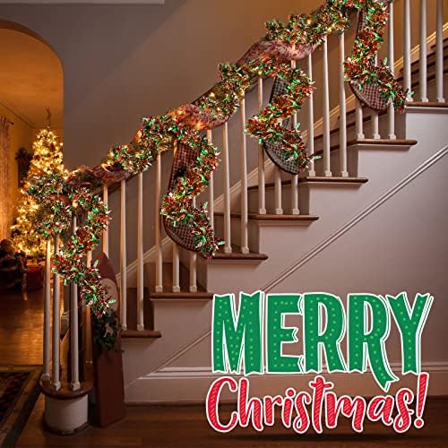 Shappy 90 ft 6 Rolls Christmas Tinsel Garland for Tree, Red, Gold, Green