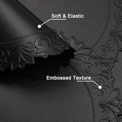 Round Faux Leather Placemats Set of 4, Dining Table Mats, Black