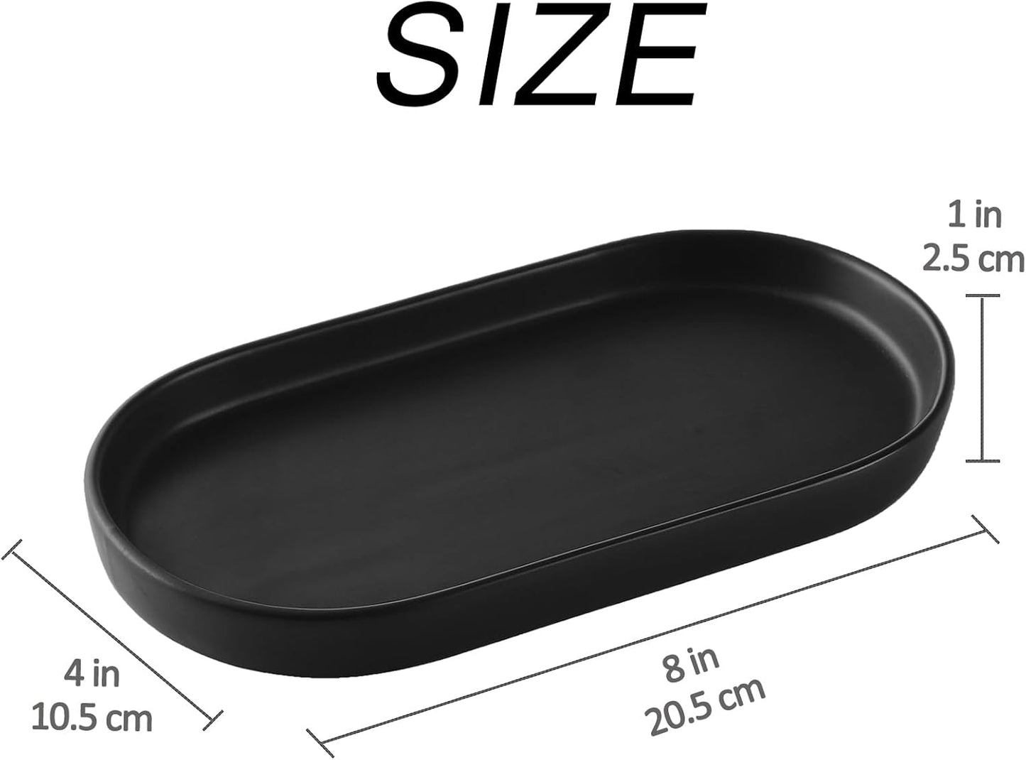 8'' Ceramic Vanity Tray / Black
