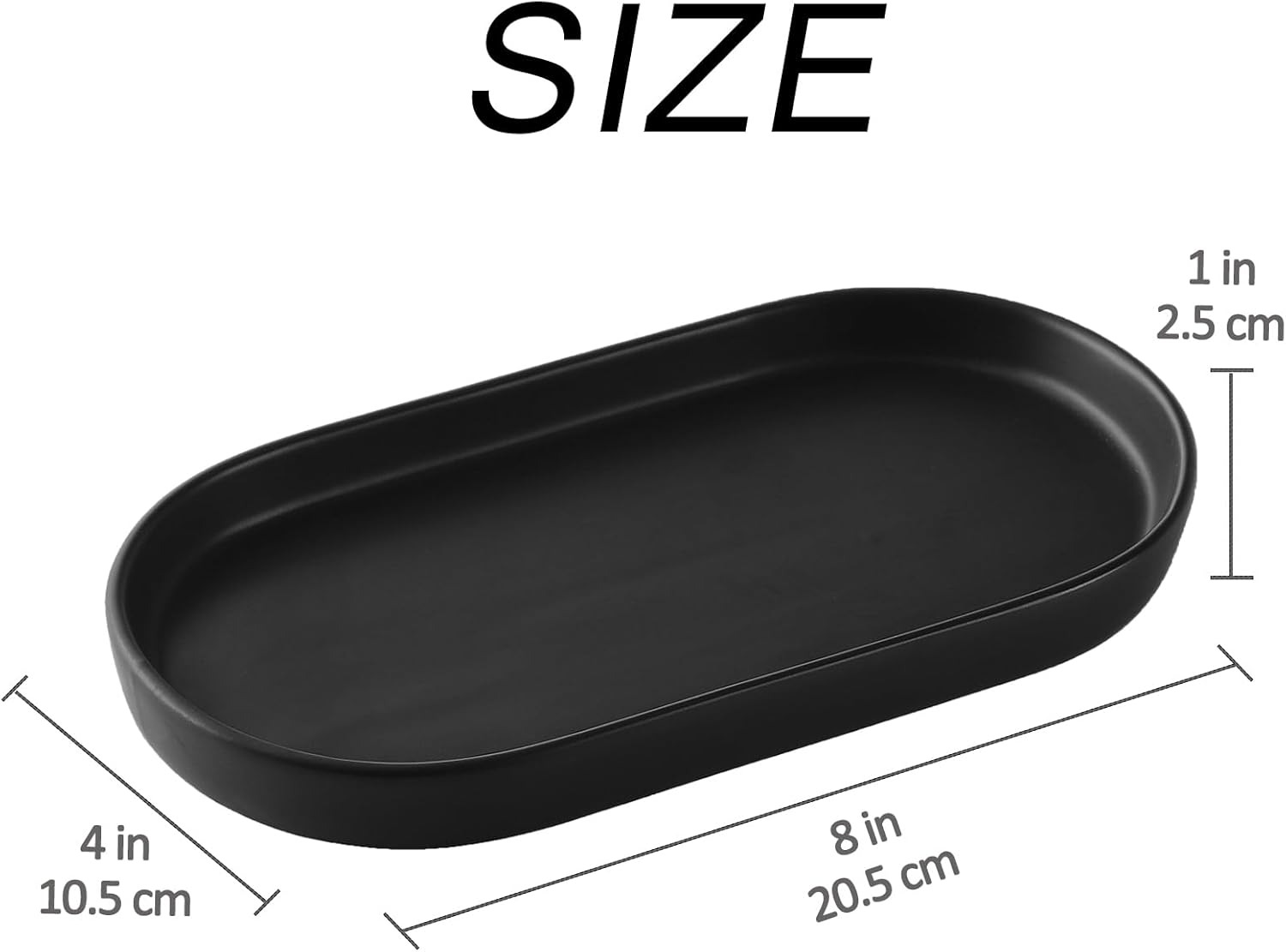 8'' Ceramic Vanity Tray / Black
