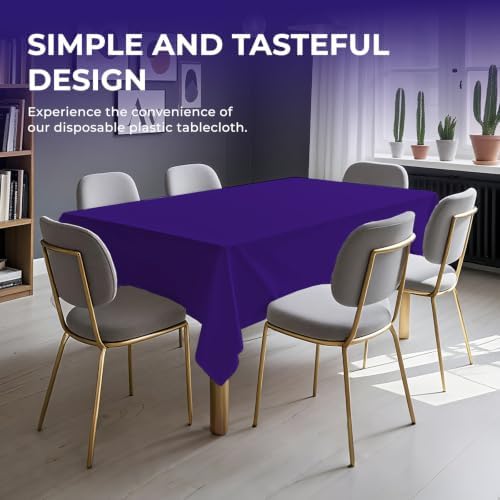 6 Pack Premium Disposable Plastic Tablecloth 54" x 108" Party Table Cloths Disposable for 6 to 8 Foot Tables Indoor or Outdoor Birthdays Weddings Christmas Anniversary Buffet Table (Dark purple)