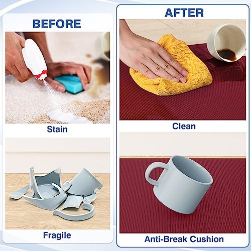 StepRite Kitchen Mats for Floor, 2-Piece Anti-Fatigue Rugs, Burgundy