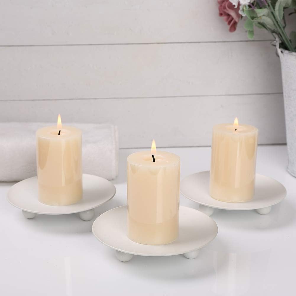 Iron Plate Candle Holder / White / Set of 3