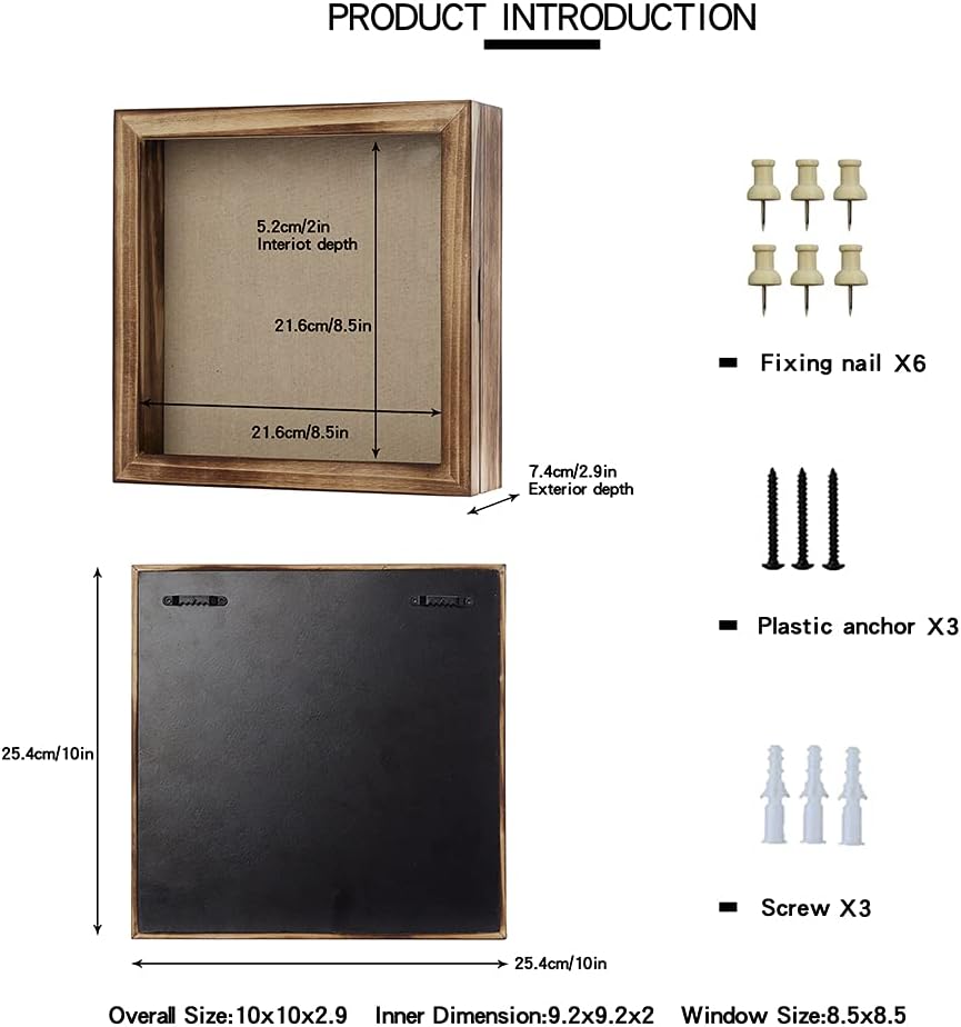 Freezing point Shadow Box Frame 10x10 Shadow Box Display Case with Linen Back Memorabilia Awards Medals Bouquet Photos