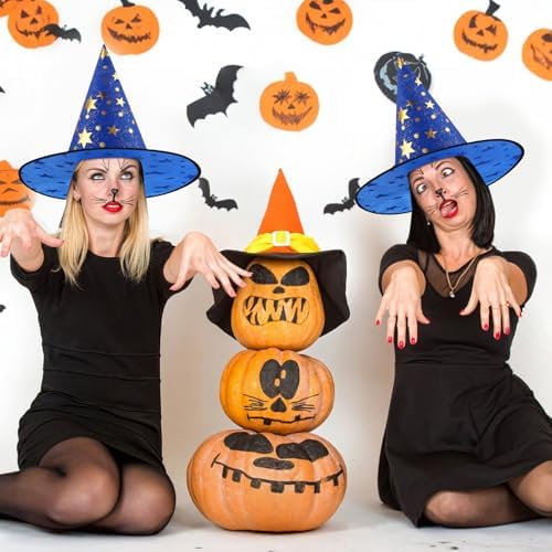 Newcotte 16 Pieces Witch Hats Halloween Costumes for Women Men Modern Witch Hats Fancy Dress Party Decorations