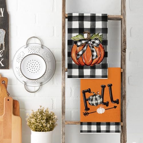 Artoid Mode Truck Hello Pumpkin Fall Kitchen Towels Set of 4 18x26 Inch