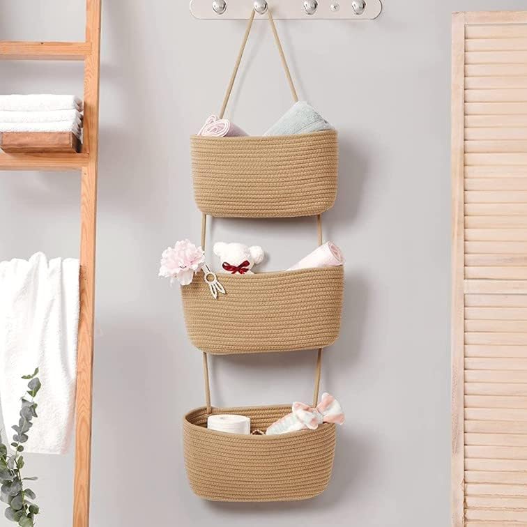 Wall Hanging Cotton Baskets / Brown