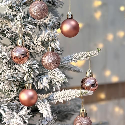 Emopeak 24 Count Rose Gold Mini Christmas Balls Ornaments 1.57 Inch