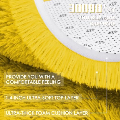 OLANLY Yellow Round Rugs for Bedroom - Machine Washable, 2 ft Circle Area Rugs for Living Room, Soft and Fluffy Shaggy