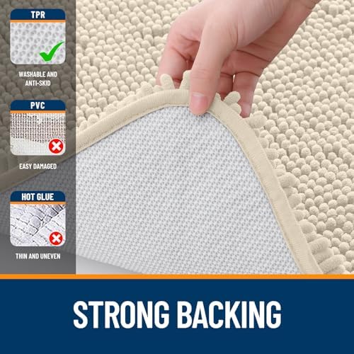 OLANLY Toilet Rugs U-Shaped 24x24, Soft Absorbent Chenille Contour Rugs