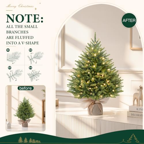 Alupssuc 2ft Prelit Artificial Mini Christmas Tree for Tabletop Desk Decor