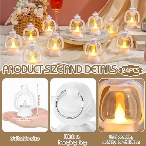 Ferraycle 24 Pcs Mini Lanterns Bulk 4 Inch White Lamp Table Centerpieces